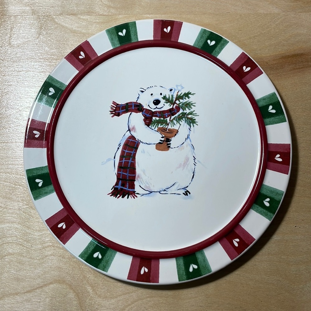 Pfaltzgraff Snow Bear Collection Round Cheese Tray